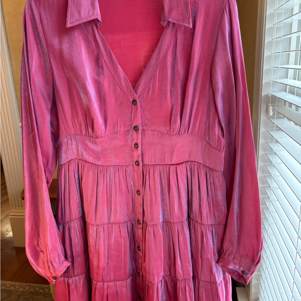 Umgee Vibrant Pink Long Sleeve Dress